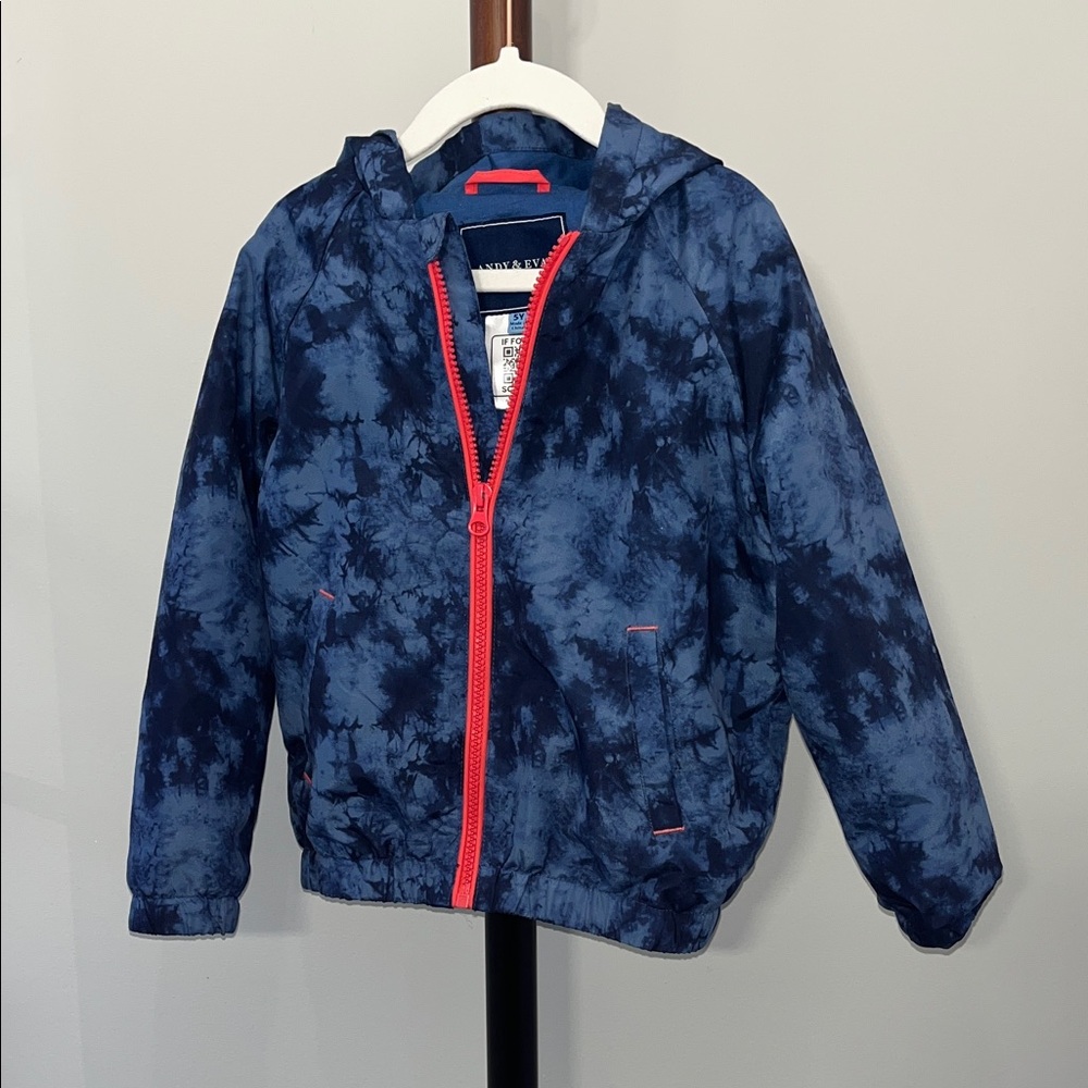 Andy & Evan Navy Tie-Dye Windbreaker with Red Accents